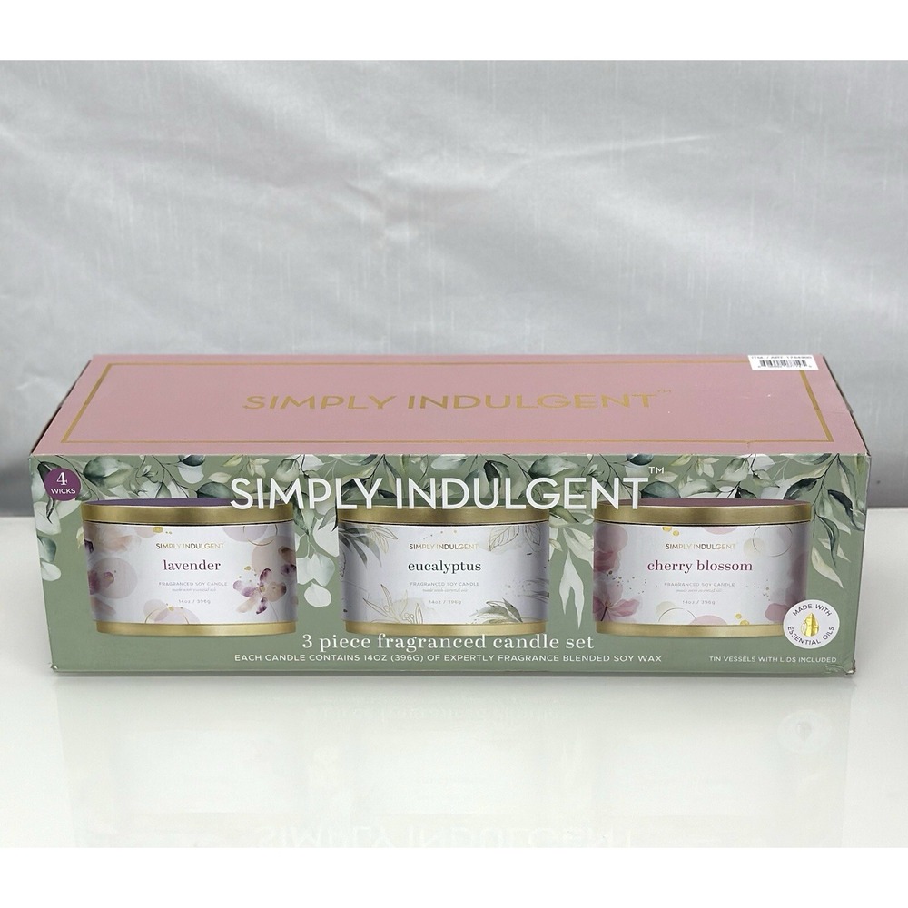 3 Piece Fragranced Candle Set Made with Essential Oils and Soy Wax -Each Cand